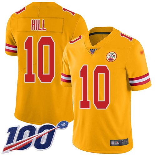 Youth Kansas City Chiefs #10 Hill Tyreek Limited Gold Inverted Legend 100th Season Football Nike NFL Jersey